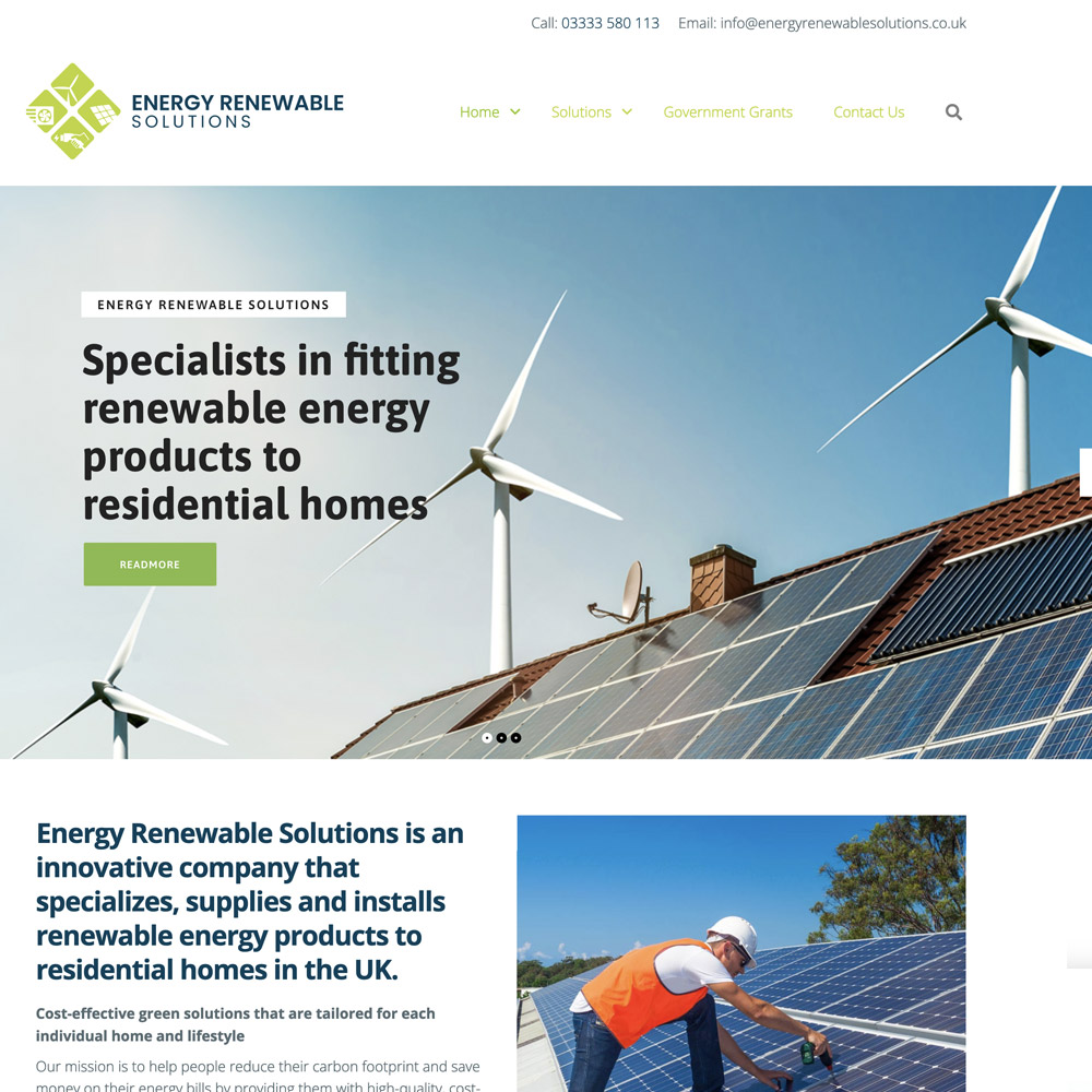 Energy renewable Solutions website development and design
