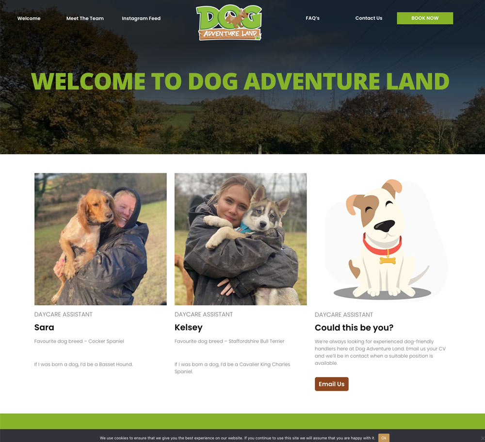 Dog Adventure Land Canine website design and development